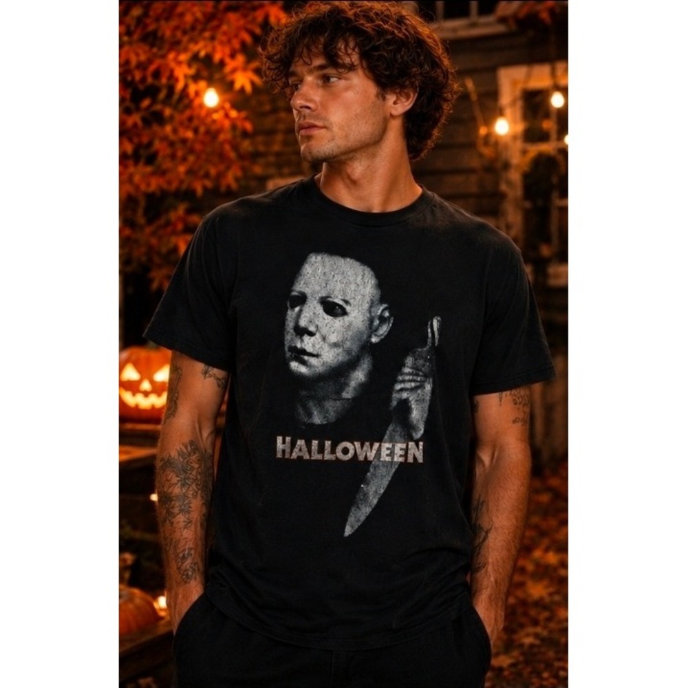 Halloween Michael Myers Graphic T-Shirt Men's Large Black 2022 Horror Movie Tee